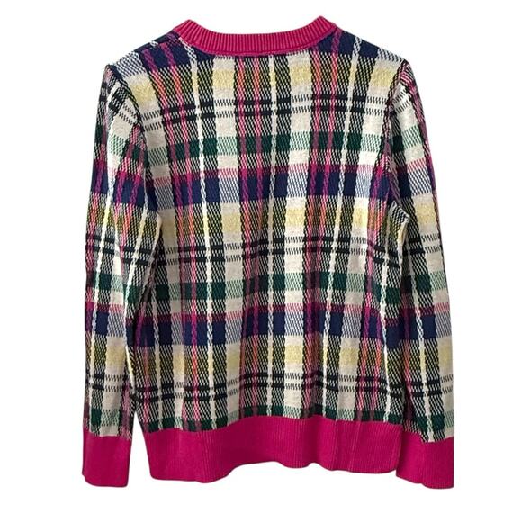 Charter Club Large Multicolor Pink Plaid Tartan Crewneck Sweater  Preppy - Picture 3 of 5